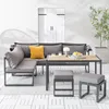 home24 Loungeset - 5-teilig - Stahl / Polyester - Grau Produktbild-Vorschau 3