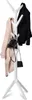 A white coat rack with two coats and two handbags hanging on it. Produktbild-Vorschau