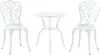 A white aluminum cast bistro set with a round table and two chairs, presented on a white background. Náhled obrázku produktu