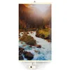 A vertical infrared heating panel with a landscape image of a river flowing through a forest. Produktbild-Vorschau