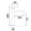A technical drawing of a faucet with dimensions indicated. Náhľad obrázku produktu
