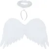 A white angel wing and halo costume set against a white background. Produktbild-Vorschau