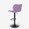 A purple velvet bar stool with a black base and stem, shown from the side against a white background. Voir les images du produit