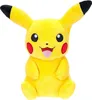 A plush toy of the character Pikachu from Pokémon, sitting and facing forward against a white background. Voir les images du produit
