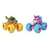 Two monster trucks, one designed like a dragon and the other like a unicorn, are shown against a white background. Voir les images du produit