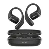 A pair of black wireless earbuds with a charging case. Podgląd zdjęcia produktu