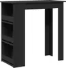 A black bar table with shelves on the side, shown against a white background. Náhled obrázku produktu