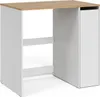 A white and wood-colored cabinet with shelves and a door, likely a washing machine cabinet. Náhled obrázku produktu
