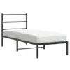 A black metal bed frame with a white mattress on a white background. Podgląd zdjęcia produktu