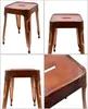 Metall Hocker mit Ledersitzfläche, niedriger Barhocker, Produktbild-Vorschau 5