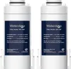 Two white water filters with dark blue labels showing product information. Anteprima dell’immagine prodotto