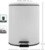 A white pedal trash can with product specifications shown. Anteprima dell’immagine prodotto