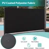 A black retractable side awning is shown next to a swimming pool, with icons and text highlighting its features. Podgląd zdjęcia produktu