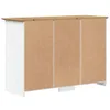 The back view of a white and brown sideboard. Podgląd zdjęcia produktu