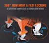 Close-up of orange metal machinery with wheels, highlighting movement and locking features. Produktbild-Vorschau