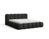 A dark gray upholstered bed frame with a mattress on a white background. Voir les images du produit