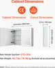 Diagram showing cabinet dimensions and cutout dimensions, with an image of the cabinet itself. Náhľad obrázku produktu