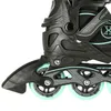 Close-up of the side of a black and mint roller skate. Voir les images du produit