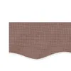 A close-up of a brown awning valance with a wavy bottom edge. Voir les images du produit
