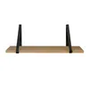 A wooden shelf with black metal brackets against a white background. Náhled obrázku produktu