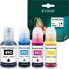 Four bottles of ink refill and a box of ink cartridges. Produktbild-Vorschau
