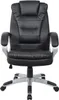 A black office chair with silver accents is shown against a white background. Produktbild-Vorschau