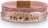 Boho-Armband für Damen, rosafarbenes , 19,5 cm, goldene Produktbild-Vorschau 1