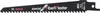 A black reciprocating saw blade with white and red text. Voir les images du produit