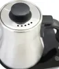 A close-up view of the top and handle of a stainless steel electric kettle. Produktbild-Vorschau