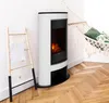 A modern electric fireplace is shown in a cozy living room setting with a hammock and a wooden ladder. Produktbild-Vorschau