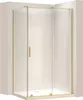 A corner shower cabin with gold-colored frames and a clear glass door. Anteprima dell’immagine prodotto