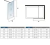 Diagrams and size charts for a shower enclosure. Produktbild-Vorschau