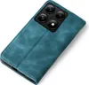 A teal-colored flip case for a smartphone is shown from a diagonal top-down view against a white background. Produktbild-Vorschau