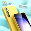 A yellow phone case is shown with close-ups highlighting its raised edges for camera and screen protection. Produktbild-Vorschau