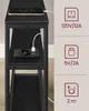 A narrow black side table with charging capabilities, showing a phone being charged on top and a USB charging port on the middle shelf. Náhled obrázku produktu