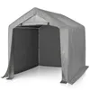 A grey tarp shelter with an open front, set against a white background. Náhled obrázku produktu
