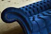 Chesterfield Blaue Leder Couch Klassische Sofa Sitz Polster Produktbild-Vorschau 4