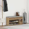 vidaXL Schuhbank Artisan-Eiche 102x30,5x45 cm Holzwerkstoff Produktbild-Vorschau 3