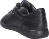 A close-up side view of a black leather sneaker. Produktbild-Vorschau
