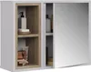 A white bathroom cabinet with open shelves and a mirrored door. Náhled obrázku produktu