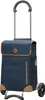 A navy blue shopping trolley with tan trim and a retractable handle, shown against a white background. Podgląd zdjęcia produktu