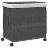 vidaXL Wäschekorb mit Rollen Grau 60x35x60,5 cm Rattan Produktbild-Vorschau 1