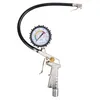 A tire inflator with a pressure gauge and hose, isolated on a white background. Produktbild-Vorschau
