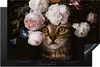 KitchenYeah© Herdabdeckplatte Katze - Blumen - Kunst , Produktbild-Vorschau 1