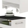 A close-up view of a white and anthracite rolling storage unit with bowls on top and inside. Voir les images du produit