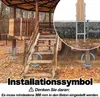 A wooden gazebo structure with stairs, showing installation details of metal post anchors in the ground. Náhled obrázku produktu