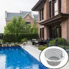 A swimming pool with a house in the background and a close-up of a skimmer basket. Produktbild-Vorschau