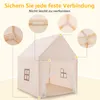A diagram showing the construction and features of a children's play tent. Produktbild-Vorschau