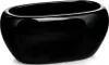 A black oval ceramic planter is shown against a white background. Produktbild-Vorschau