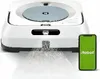 A white robot vacuum cleaner is shown spraying water, with a green smartphone displaying the word 'Robot' next to it. Anteprima dell’immagine prodotto